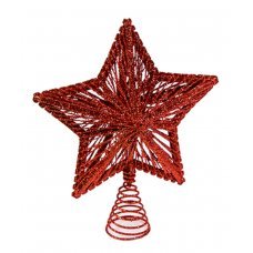 Χριστουγεννιάτικη Μεταλλική Κορυφή Δέντρου Αστέρι Κόκκινο με Στρας (24cm)